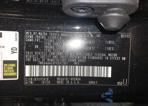 2023 Toyota Corolla Cross L from USA, damaged, VIN 7MUAAAAG9PV042361